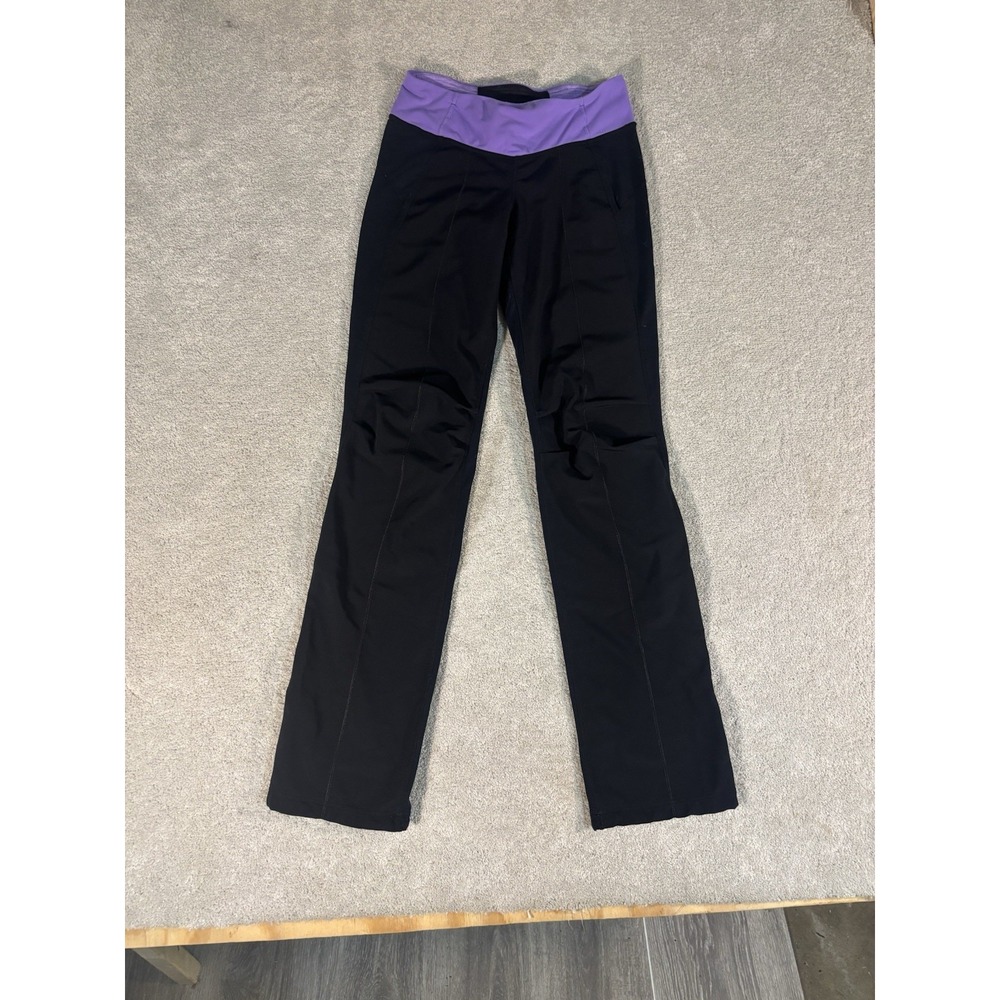 Lululemon Womens Pants Straight Leg Mixed Material Pull On Black Size 4 Thick‎